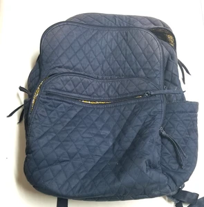 Vera Bradley kultiger Campus einfarbiger marineblauer gesteppter großer Laptop-Rucksack 8 x 12 x 15 - Bild 1 von 8
