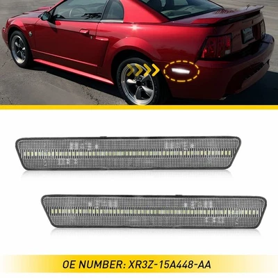 For 1999-2004 Ford Mustang Clear Lens LED Rear Bumper Side Marker Light White 2X - Image 1 of 4