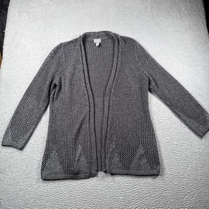 Chicos Cardigan Sweater Womens 2 (US L) Loose Knit Open Front Beach Coastal - Picture 1 of 13