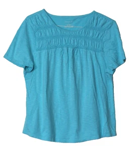 CAMISETA TALBOT'S Damas Talla XL Azul Turquesa Manga Corta Top Calado - Imagen 1 de 5