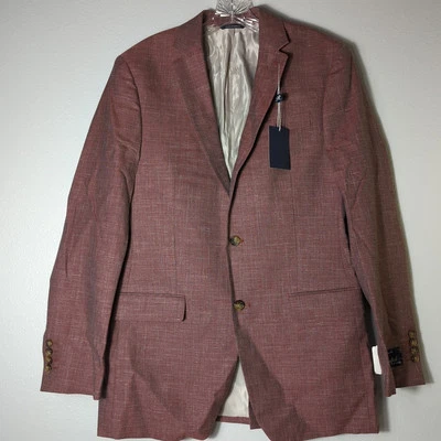 NUEVO CON ETIQUETAS Ralph Lauren Granate Para Hombres Talla 40 Largo Slimfit Lana Seda y Lino Traje Chaqueta Foto 1 de 4