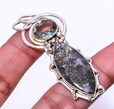 Marcaita - Colgante de plata de ley 925 mina Callahan y amatista verde 2,34" A93 Foto 1 de 4