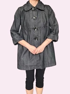 Chaqueta Baccini Mujer Denim Babydoll Y2K Peplum Talla Pequeña Foto 1 de 4