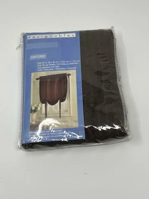New Oxford Designables 40” x 45” One Tie-Up Shade Curtain - Chocolate Color - Image 1 of 2