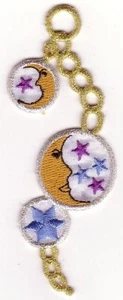 Moon Star Astrology Chain Embroidery Patch - Picture 1 of 1