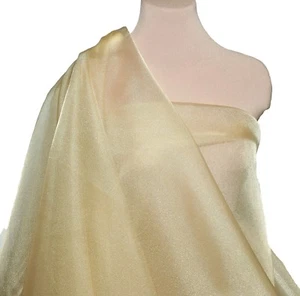 CRYSTAL ORGANZA / ORGANDY KHAKI  115/116 " SHEER FABRIC ..100 % POLY. . - Picture 1 of 1
