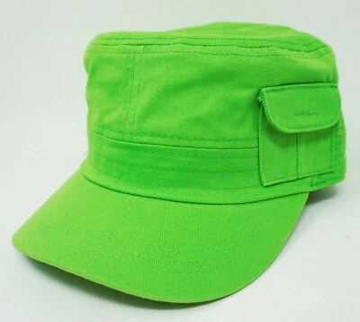 LEADER Cadet Cap w/Pocket Adjustable OSFM Plain Lime Green Hat NWT - Image 1 of 4