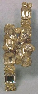 Silver Rhinestone Flower Pin 2 Bars Unusual Vintage Retro - Picture 1 of 3