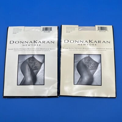 Donna Karan 纽约透明缎面袜连裤袜 ~ PALOMINO & WHITE 2 对中号 — 第 1/4 张图片