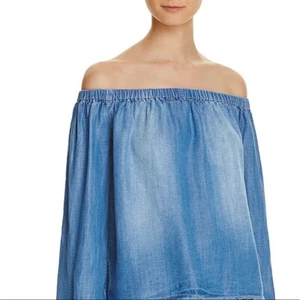 Top Chambray Bella Dahl PICCOLO spalle scoperte preppy boho elastico alto basso - Foto 1 di 7