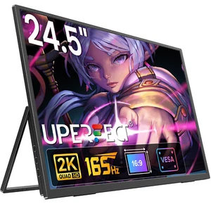 UPERFECT 24.5" 2K 165Hz Portable Gaming Monitor w/VESA & 180° Adjustable Stand - Picture 1 of 10