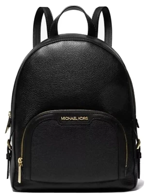 New Michael Kors Jaycee Medium Zip Pocket Backpack Leather Black - Image 1 of 4