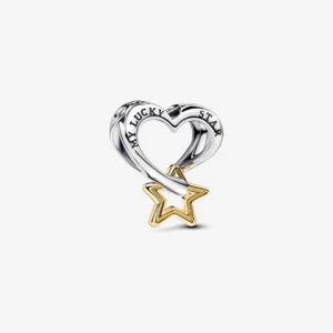 PANDORA Charm Anhänger Bead 925 Sterlingsilber bicolor Herz mit Stern 763513C00 - Bild 1 von 6