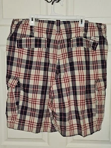 Vintage Polo Jeans Company Ralph Lauren Men's 40 Plaid Cargo Shorts Navy/Red - Picture 1 of 6