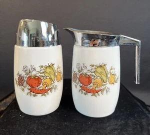 Vintage Corning Ware Spice of Life Cream And Sugar Set Dispenser Milk Glass 8 Oz - Picture 1 of 11