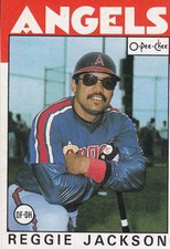 REGGIE JACKSON 1986 O-PEE-CHEE BOX BOTTOM #I CALIFORNIA ANGELS 1993 HALL OF FAME