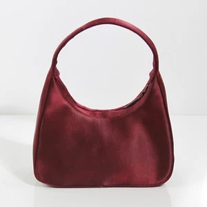PRETTY VANESSA PARIS NEW YORK LONDON BURGUNDY SATIN HOBO EVENING TOTE VERY NICE - Picture 1 of 7