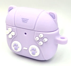 Airpods 4a Generazione (2024) Custodia Silicone Carino per Gatti, Antiurto, Kit di Pulizia, Viola - Foto 1 di 11