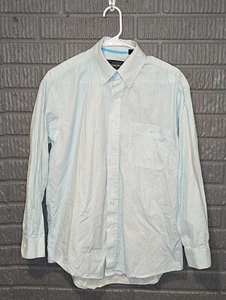 Panhandle Slim Rough Stock Men's Cotton Shirt Blue & White Long Sleeve Medium  - Picture 1 of 5