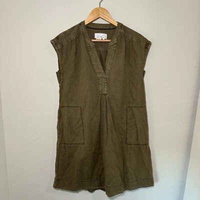 Vestido Anthropologie Para Mujer XS Verde Kimber Túnica Cambio Lino Algodón Sin Mangas Foto 1 de 4