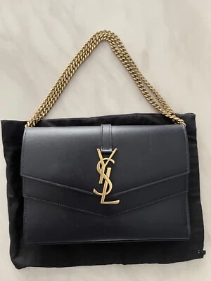 Bolso de hombro Saint Laurent Sulpice. Azul marino. Caja/tarjetas/bolsa para el polvo. YSL Foto 1 de 4