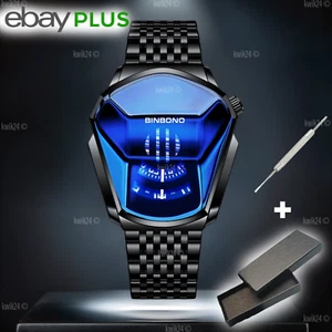 Armbanduhr Herrenuhr Herren Männer Uhr Wasserdicht Edelstahl Schwarz Blau - Bild 1 von 8