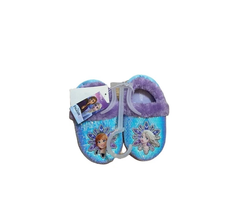 Zapatillas de felpa de lentejuelas Disney Frozen para niños Elsa y Anna púrpura pequeñas 5/6 Foto 1 de 1