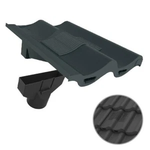 Grey Double Pantile Roof Tile Vent & Adapter, Marley Redland Russell Sandtoft - Picture 1 of 6
