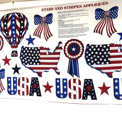 Aplique patriótico 4 de julio estrellas y rayas vintage panel de tela Cranston Foto 1 de 4