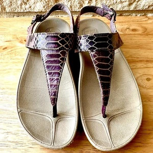 FITFLOP Woman’s Brown And Pink SNAKE PRINTS SANDALS SIZE 5 - Picture 1 of 10
