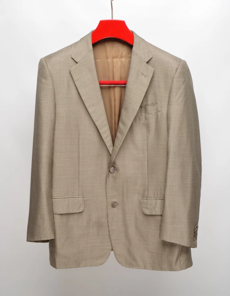 CORNELIANI Gold/Black Houndstooth Wool/Silk EU 48R UK,US 38R 6 Blazer Jacket - Image 1 of 4