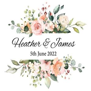 Personalised Floral Wedding Card -Roses -Floral Design- Botanical - Blank Inside