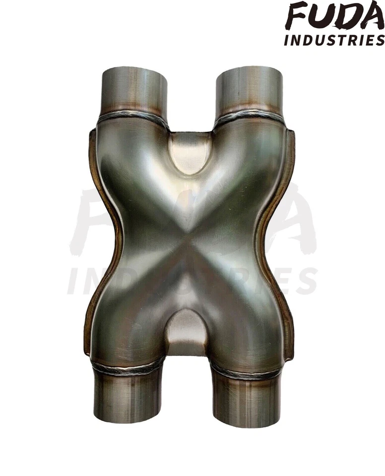 Dual 2.25" X Pipe Universal Stainless Steel Stamped Crossover Exhaust Tail Pipe - Image 1 of 4