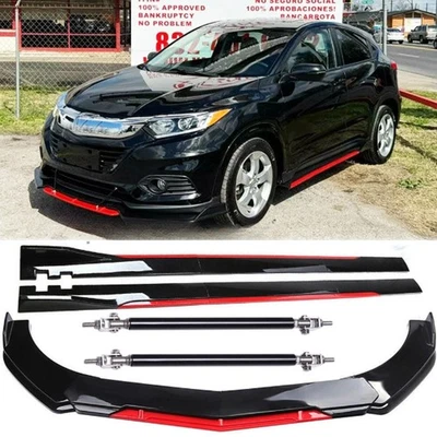 Front Bumper Lip Spoiler Splitter /Strut Rods/ Side Skirt For Honda HR-V 2016-24 Foto 1 de 4