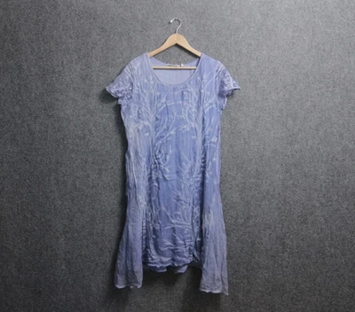 Soft Surroundings Dress Knee Length Womens XL Blue Silk Lined Frangipani - Image 1 of 4