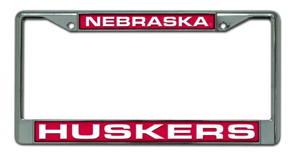 Nebraska Cornhuskers License Plate Frame Laser Cut Chrome - Image 1 of 1