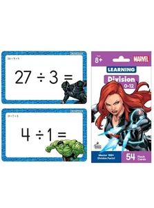 MARVEL MATH DIVISION 0-12 Flash Cards Math Learning Practice 54 CARDS NIB - Picture 1 of 3