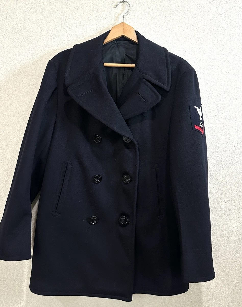 Vintage Navy Pea Coat In Vintage Outerwear Coats & Jackets For Men