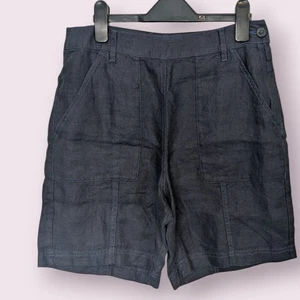 Poetry Shorts UK12 blau Chambray Leinen Relaxed Strandshorts - Bild 1 von 8