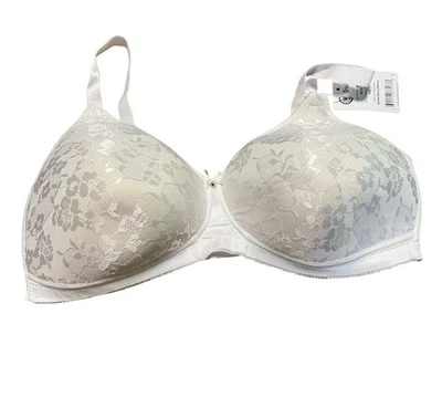 Trulife Breast are White Lace Bra Floral Size 42C Adj Closure Padded Wireless Foto 1 de 4