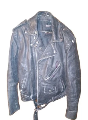 Chaqueta Punk Motociclista Motocicleta Motociclista Vintage Años 80’s 90’s Mediana Negra Pesada Unisex Foto 1 de 4