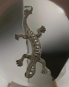 Eidechse Brosche Anstecknadel | Markasit | Reptil Gecko | Vintage Sterling Silber 835 - Bild 1 von 4