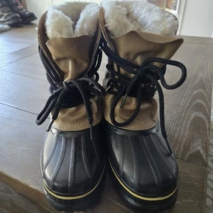 Sorel Kaufman RAM Leather Rubber Winter Waterproof Rain Boots Liner Women's 6 - Picture 1 of 10