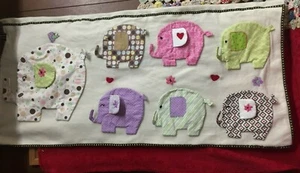 Handmade Felt & Quilted Elephant Mama Babies Wall Hanging Cute Unique Pachyderms - Picture 1 of 6