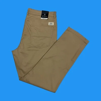 Pantalones Ben Sherman Para Hombres Talla 36x32 Calce Ajustado Elastizados Bronceados 5 Bolsillos Foto 1 de 4