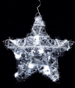 Cross Recessed Christmas Spirit Silver With Snow 40cm 20Luci White LED +Battery - Picture 1 of 1