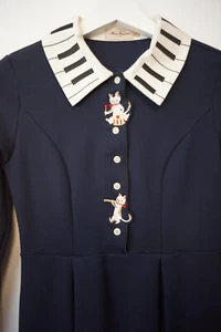 Miss Patina Kitten Melody Dress Navy XS (Worth £95) - Picture 1 of 7