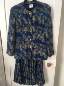 Vintage Eastex skirt and jacket in azure blue and gold - Picture 1 of 4