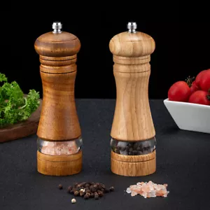 Molinillo manual de sal y pimienta de madera con núcleo de cerámica ajustable - Imagen 1 de 22