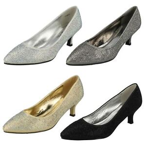 Ladies F9R811 By Anne Michelle Diamante Detail Court Shoes Retail Price £9.99